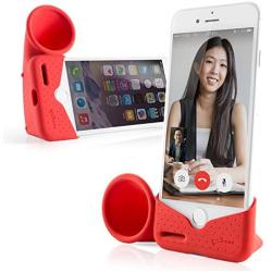 Bone Collection Acoustic Sound Amplifier Phone Stand Speaker Desktop Dock Cradle for iPhone 11 & 11 Pro Max, XR & XS Max, iPhone 8 7 6 6s Plus, Horn Stand Series - Red (Large)