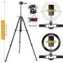 10&quot Selfie Ring Light with Tripod Stand, 3 Cell Phone Holders for Live Streaming/Makeup, LED Ringlight Kit with Remote-YouTube TikTok Video Recording/Vlogging/Photography-iPhone 11 Android Compatible