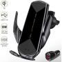 Wireless Car Charger 15W Fast Charging Touch Sensing Auto-Clamping Car Wireless Charger Air Vent Clip Car Phone Mount for iPhone SE/11/11 Pro Series/X/XR/8, Samsung Galaxy S20 S10 Note10/9 (Q1-Black)