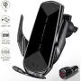 Wireless Car Charger 15W Fast Charging Touch Sensing Auto-Clamping Car Wireless Charger Air Vent Clip Car Phone Mount for iPhone SE/11/11 Pro Series/X/XR/8, Samsung Galaxy S20 S10 Note10/9 (Q1-Black)