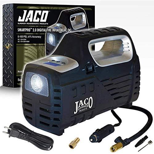 JACO SmartPro 2.0 AC/DC Digital Tire Inflator - Advanced Portable Air Compressor Pump - 100 PSI JACO SmartPro 2.0 AC/DC Digital Tire Inflator - Advanced Portable Air Compressor Pump - 100 PSI