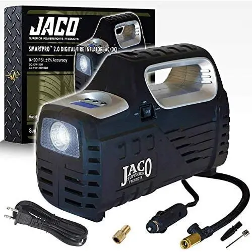 JACO SmartPro 2.0 AC/DC Digital Tire Inflator - Advanced Portable Air Compressor Pump - 100 PSI