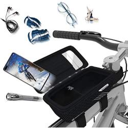 Niluoya Bike Phone Mount Bag, Cycling Waterproof Mountain Bicycle Frame Top Tube Handlebar Pack with Touch Screen Phone Pouch Case Holder Compatible with iPhone X XS Pro Max XR 8 7 6 6s Plus More