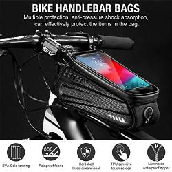 TOOVREN Bike Phone Bag Bike Front Frame Mount Bag,Cycling Waterproof Top Tube Handlebar Bag Bicycle Accessories with Touch Screen Holder Case Compatible with Phones Below 6.5 Inch iPhone 11 X XR 7/8