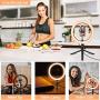 LED Ring Light - 10" Selfie Ring Light with Tripod Stand & Cell Phone Holder for Live Stream/Makeup, Dimmable Led Camera Beuty Ringlight for YouTube Video/Photography Compatible for iPhone and Android