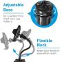 Macally Car Cup Holder Phone Mount with 2 USB Charging Ports & 2 Cigarette Lighter Sockets - Adjustable Cup Phone Holder for Car with 8” Long Neck and 360° Rotatable Base - Fits Phones Up to 4.1” Wide