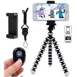 DAISEN Phone Tripod, Flexible Octopus Cell Phone Tripod for iPhone, Android Smartphone and Camera with Universal Phone Holder and Bluetooth Remote Control