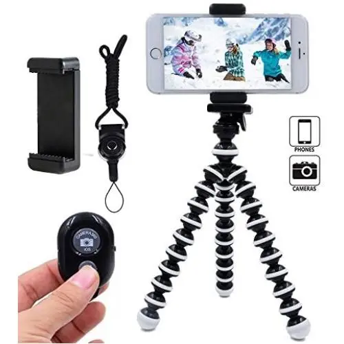 DAISEN Phone Tripod, Flexible Octopus Cell Phone Tripod for iPhone, Android Smartphone and Camera with Universal Phone Holder and Bluetooth Remote Control DAISEN Phone Tripod, Flexible Octopus Cell Phone Tripod for iPhone, Android Smartphone and Camera with Universal Phone Holder and Bluetooth Remote Control