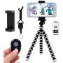 DAISEN Phone Tripod, Flexible Octopus Cell Phone Tripod for iPhone, Android Smartphone and Camera with Universal Phone Holder and Bluetooth Remote Control