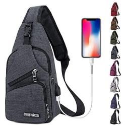Peicees Travel Gym Bike Sling Bag Shoulder Backpack Daypack w/USB Charging Port