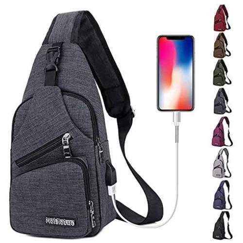 Peicees Travel Gym Bike Sling Bag Shoulder Backpack Daypack w/USB Charging Port