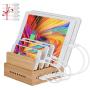 InkoTimes Bamboo Charging Station with 5-Port USB Charger - Fast USB Charging Station for Multiple Devices of Universal Cell Phones Tablets (5 Pack Cables Included)