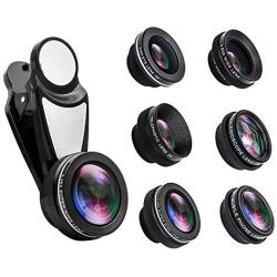 Camera Lens Kit for iPhone Samsung and Other Smartphone, 6-in-1 with Fisheye Lens+ Wide Angle Lens+Macro Lens+ CPL Polarized Lens+Telephoto Len+Kaleidoscope