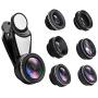Camera Lens Kit for iPhone Samsung and Other Smartphone, 6-in-1 with Fisheye Lens+ Wide Angle Lens+Macro Lens+ CPL Polarized Lens+Telephoto Len+Kaleidoscope