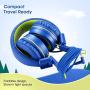 Kids Headphones - noot products K12 Foldable Stereo Tangle-Free 3.5mm Jack Wired Cord On-Ear Headset for Children/Teens/Boys/Girls/Smartphones/School/Kindle/Airplane Travel/Plane/Tablet (Blue/Lime)