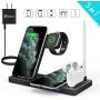 WAITIEE Updated Version,Wireless Charger 5 in 1,Qi Wireless Charging Station for Apple Watch Series 5/4/3/2/1& AirPods3/2/1 & Pencil & iPhone 11/11 Pro Max/XR/XS Max/Xs/X/8/8P(Black)