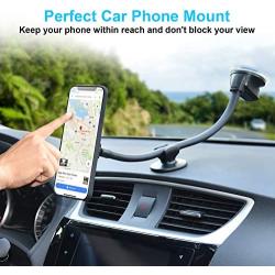 Magnetic Truck Car Phone Mount with 13-inch Flexible Long Arm, Anti-Shake Cell Phone Holder for Truck, 360 Rotation Windshield Dashboard Strong Suction Car Mount Compatible with iPhone Samsung Galaxy