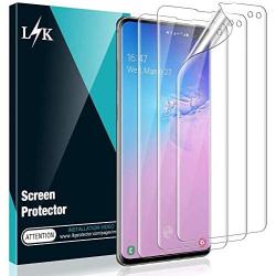 [3 Pack] L K Screen Protector for Samsung Galaxy S10 Plus, [Self Healing] [in-Display Fingerprint] [Easy Install positioning tool] HD Effect Flexible Film