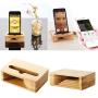 Cell Phone Stand, Fanshu Desktop Mobile Phone Holder Amplifier, Universal Portable Wood Cellphone Dock on Desk Bamboo Bed Stand Mount Cradle for Phone 5 6s 7s 8s Plus X XS Android Type C Smartphone