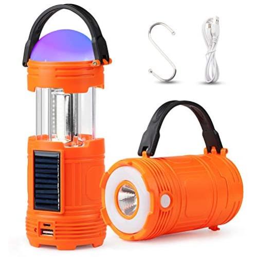 TANSOREN 1 Pack 5 in 1 Solar USB Rechargeable 3 AA Power Brightest COB LED Camping Lantern with S", Charging for Device, Waterproof Collapsible Emergency Flashlight LED Light