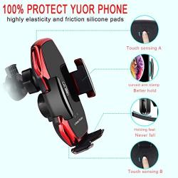 Wireless Charger Car Touch Sensing Automatic Retractable Clip Fast Charging Compatible for iPhone Xs Max/XR/X/8/8Plus Samsung S9/S8/Note 8