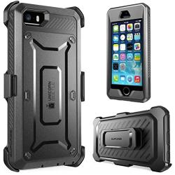 iPhone 5S Case, SUPCASE Heavy Duty Belt Clip Holster Compatible with iPhone 5 Unicorn Beetle PRO Series Full-Body Rugged Hybrid Protective Cover with Built-in Screen Protector (Black/Black)