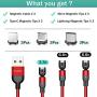 Magnetic Charging Cable [3-Pack,3ft/6ft/6ft], Oxyland 360°&180°Rotation Magnetic Phone Charger Cable, 3 in 1 Nylon Braided Cord Compatible with Mirco USB, Type C Smartphone and iProduct Device (Red)