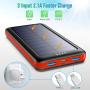 Solar Charger Power Bank 26800mAh, BOMT【Type C & Micro USB Input】 Portable Charger Fast Charge External Backup Battery Pack with 3 Inputs & 2 Outputs for Smartphone, Android, Tablet, Outdoor Camping