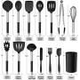 Kitchen Utensils Set, 24pcs Silicone Cooking Kitchen Utensils Set with Heat Resistant BPA-Free Silicone and Stainless Steel Handle Turner Spatula Spoon Tongs Whisk Measuring Cups Kitchen Tools Set