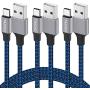 USB Type C Cable, TAKAGI 3Pack 6ft USB C to USB A Nylon Braid Fast Charging Cord High Speed Data Sync Transfer Charger Cable Compatible with Galaxy S9, Note, LG, Pixel 2 XL, Huawei, ONEPLUS (Blue)