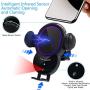 Car Cigarette Lighter Wireless Charger Mount- Automatic Clamping Phone Holder,Infrared Smart Sensor Dual USB QC3.0 Ports 10W 7.5W Qi Fast Charging Air Vent Cradle for Cell Phone