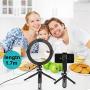 LED Dimmable Ring Light with Tripod Stand & Phone Holder for Live Stream/Makeup, 6″ Ringlight for YouTube Video, Phone Tripod, Compatible with iPhone Android
