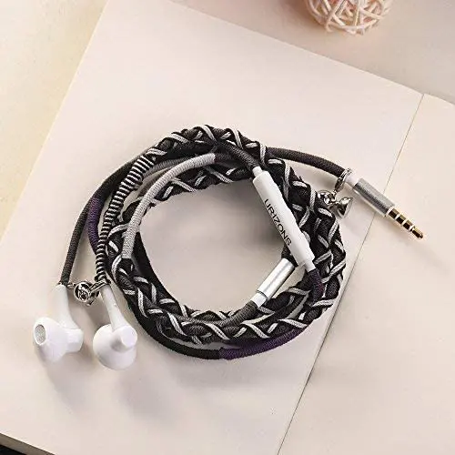URIZONS Rope Earphones, Earbuds, in Ear Headphones with Microphone Remote for iPhone, iPad, Mac, Laptop Android Devices Fabric Braided Wistband Bracelet URIZONS Rope Earphones, Earbuds, in Ear Headphones with Microphone Remote for iPhone, iPad, Mac, Laptop Android Devices Fabric Braided Wistband Bracelet