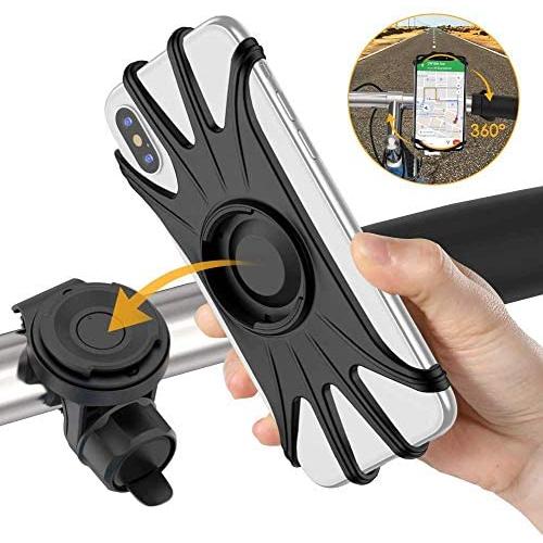 Bike Phone Mount, VUP [Detachable] Silicone Phone Stand for Bicycle, 360° Rotatable, Face & Touch ID, Universal Motorcycle Phone Mount for iPhone 11/Pro/XS/Max/Xr/X/7/8 Plus, Samsung S10/S9/S8