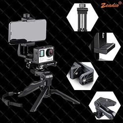 Zeadio Ergonomic Handheld Grip Stabilizer Tripod Selfie Stick Handle Steadycam Kits, Fits for All GoPro and iPhone Samsung and Phones, 2 Angles Shooting Simultaneously