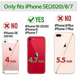 SHIELDON iPhone SE 2020 Case, iPhone 8 Wallet Case Genuine Leather Card Holder Magnetic Closure Stand Book Flip Cover Shockproof Protection Case Compatible with iPhone SE2/8/7 (4.7") - Red Violet
