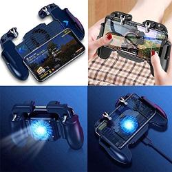 LFJNET Classic H5 Portable PUBG Mobile Phone Game Controller Joystick Cooling Fan Gamepad for iOS Android Blue red