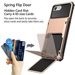 Vofolen Case for iPhone 6s 6 7 8 SE2 Case Wallet Credit Card Holder ID Slot Pocket Scratch Resistant Dual Layer Protective Bumper Rubber Armor Hard Shell Cover for iPhone 6 6s 7 8 SE 2020 (Rose Gold)