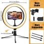 10.2 Ring Light with Tripod Stand and Phone Holder LED Desk Selfie Light Can be Better Live Stream | 3 Modes and 10 Lighting Levels of Dimmable Light can Provide You Suitable Light