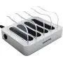 Simicore Charging Station for Multiple Devices, Simicore 4-Port USB Charger Station with 5 Short Mixed Cables for Cell Phones, Smart Phones, Tablets (Silver)