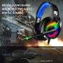 Nivava Gaming Headset for PS4, Xbox One, PC Headphones with Microphone LED Light Mic for Nintendo Switch Playstation Computer, K7 (Black&Blue)