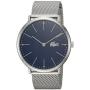 Lacoste Mens Moon Quartz Watch with Stainless-Steel Strap, Silver, 20 (Model: 2010900)