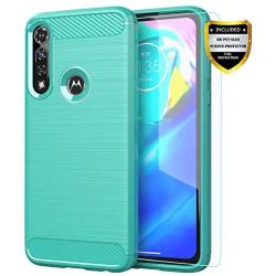 Moto G Power case,Motorola G Power case,with HD Screen Protector,MAIKEZI Soft TPU Slim Fashion Non-Slip Protective Phone Case Cover for Motorola Moto G Power 2020(Mint Brushed TPU)