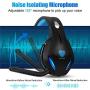 BUTFULAKE GH-2 Gaming Headset for Xbox One with Stereo Surround Sound, PS4 Headset with Noise Canceling Mic & LED Light, Over Ear Gaming Headphones for PC, Nintendo Switch, Mac, Laptop, Blue