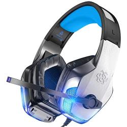 BENGOO V-4 Gaming Headset for Xbox One, PS4, PC, Controller, Noise Cancelling Over Ear Headphones with Mic, LED Light Bass Surround Soft Memory Earmuffs for PS2 Mac Nintendo 64 Game Boy Advance Games