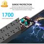 Flat Plug Power Strip Surge Protector, 3 USB Ports 12 Outlets Strip, 6 Extension Cord Power Strip, 1875W 1700 Joules 5V 3.1A USB Surge Protector Outlet Plug Black, Meet All Your Needs by Jf.egwo