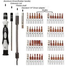 HXSNEW 60 In 1 Precision Screwdriver Sets with 56 Bits,Repair for Computers,Mobile Phones,Laptops,Glasses,Toys,Game Console,(Black)