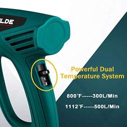 Heat Gun Dual Temperature Settings, PRULDE N2190 1500W Hot Air Gun 800°F - 1112°F, Overload Protection with 4 Metal Nozzle Attachments for Shrink Wrapping/Tubing, Paint Removal