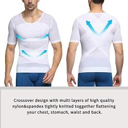 HEXIN Mens Slimming Body Shaper Shirts Abs Abdomen Shapewear Sports Compression Tops