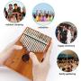 Kalimba 17 Keys, Thumb Piano with Study Instruction and Tune Hammer, Solid Mahogany Wood Portable Mbira Sanza African Wood Musical Instrument Finger Piano for Kids Adult Beginners Professionals